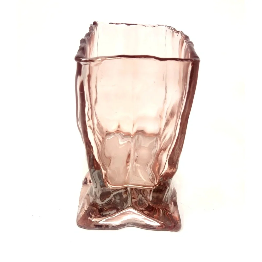 Swirl Glass Vase Sculptural Organic Modern Tabletop Decor Artisan Rippled 6 Inch